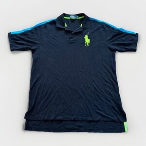 Vintage Polo Ralph Lauren Shirt Mens XL Tall‎ Big Pony Black Cotton Preppy
